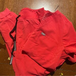 Figs Red Sweatpants Comfortable Joggers